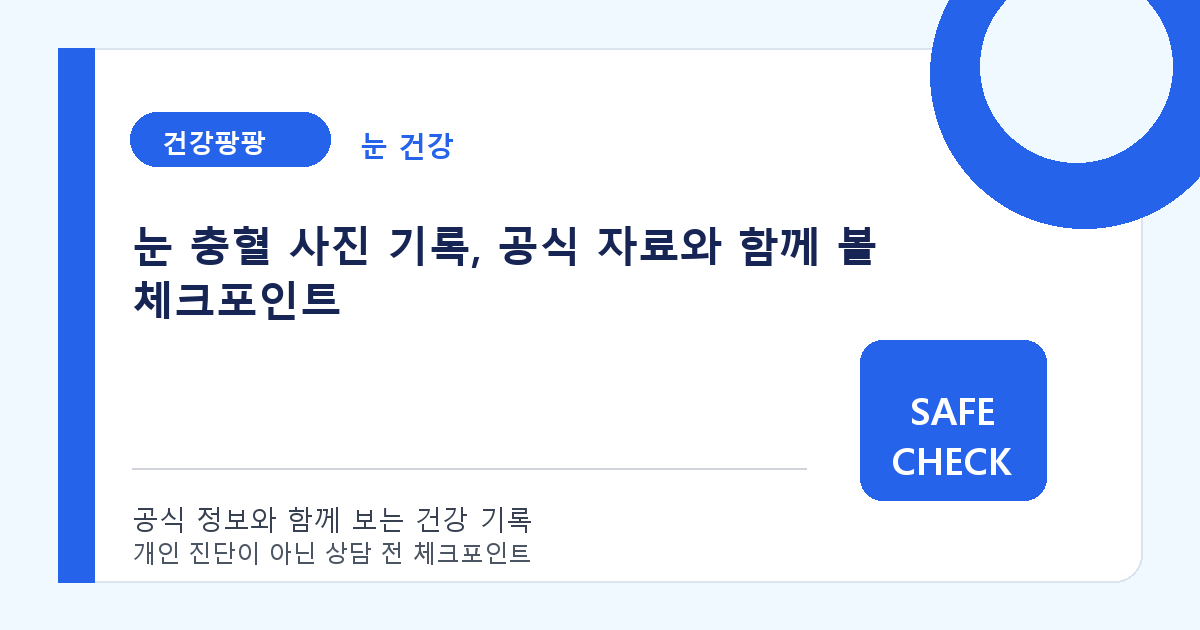눈 충혈 사진 기록, 공식 자료와 함께 볼 체크포인트