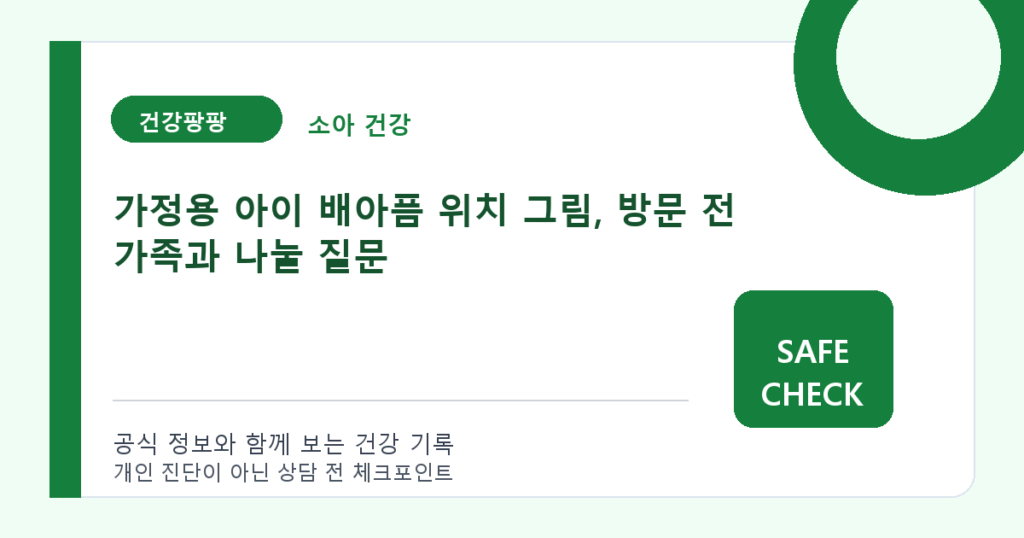 가정용 아이 배아픔 위치 그림, 방문 전 가족과 나눌 질문